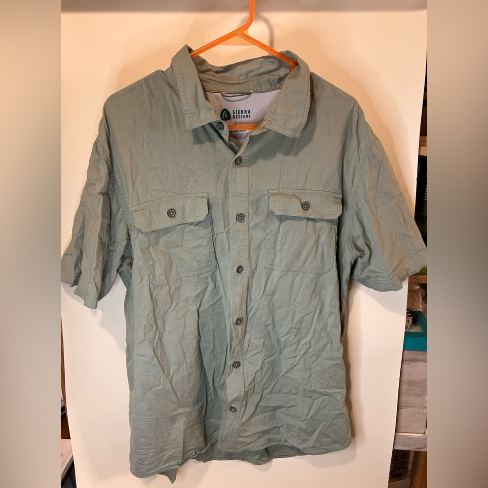 Sierra Designs Size L Men’s Hiking Outdoors Sports Button Down Short Sleeve